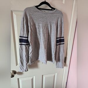 J. Crew Long Sleeve Shirt with Stripes on Sleeve Gray Navy Cotton Medium